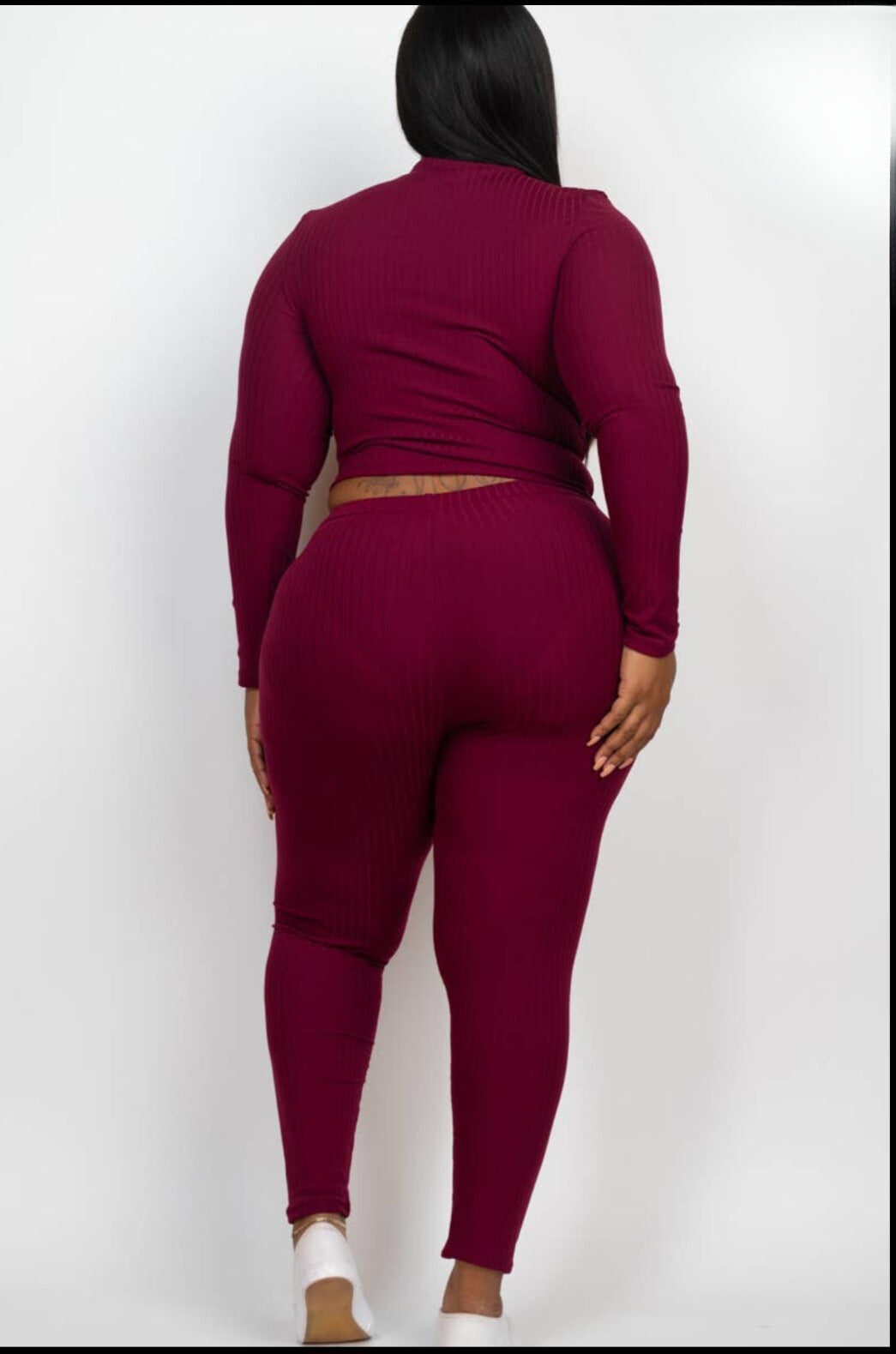 Sculpted Elegance Ribbed Top and Legging Set