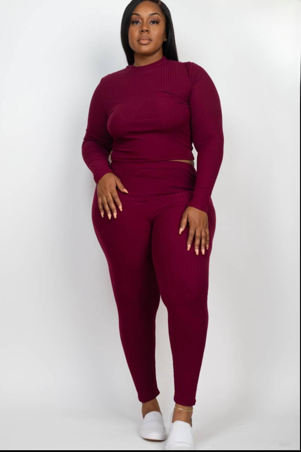 Sculpted Elegance Ribbed Top and Legging Set