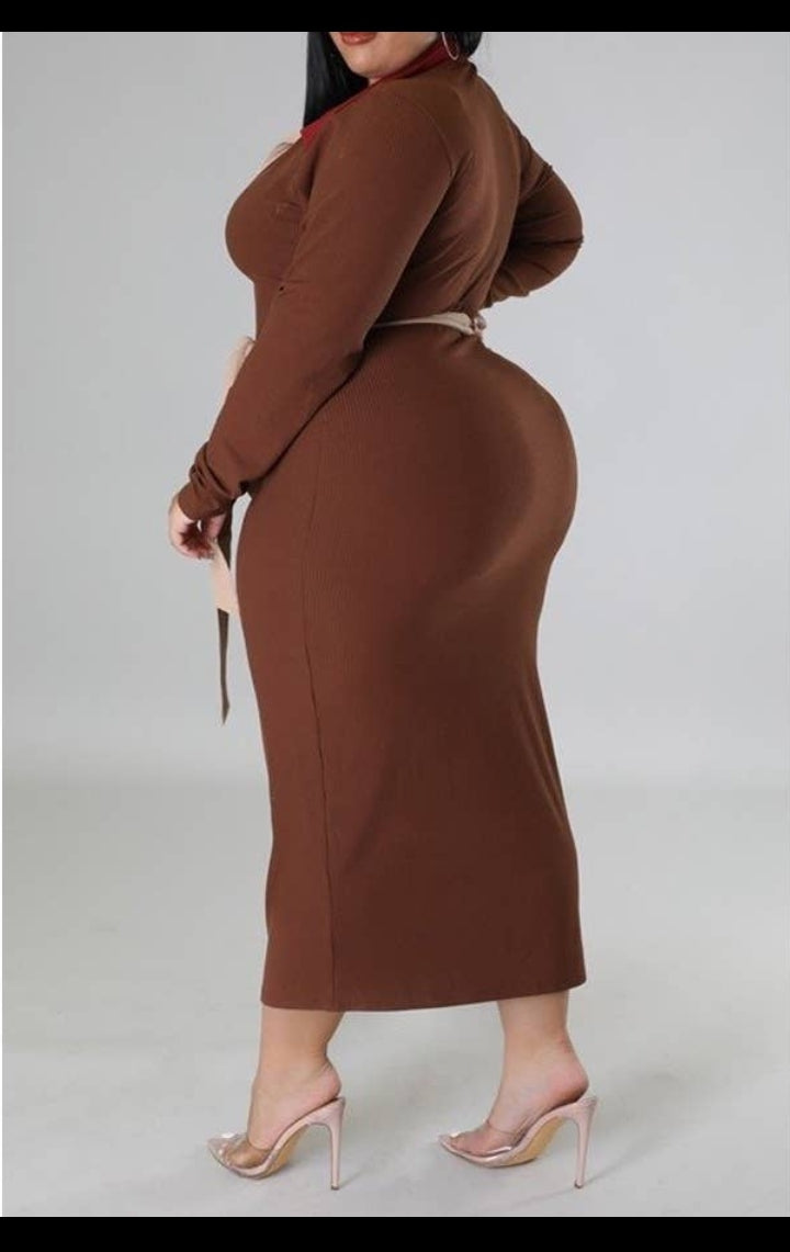 Chocolate and Wine Ribbed Dress